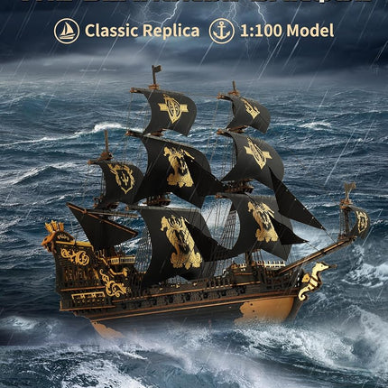 ROKR Seahorse Barque 3D Wooden Puzzle for Adult - Sailboat Model Kit, 603-Piece DIY Assembly, 1:100 Scale Sailboat MCB02
