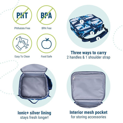 Wildkin Kids ECO rPET Insulated Lunch Box – Keeps Food Hot or Cold, Easy-Clean Lining, Mesh Pockets & BPA-Free – Boys & Girls, Ideal for School, Travel & Daycare – Sharks