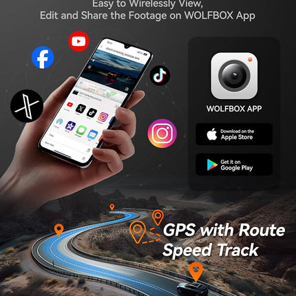 WOLFBOX i07 Dash Cam, 3 Channel Dash Cam Built in WiFi GPS, 4K+1080P Dash Camera Front and Inside, 2K 1440P+1080P+1080P, 3" LCD Super IR Night Vision, 24 Hours Parking Monitor(Card Not Included)