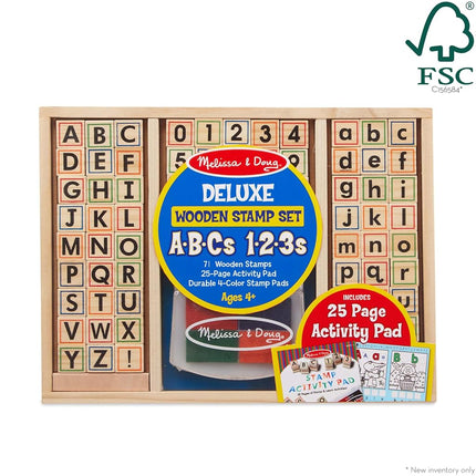 Melissa & Doug Deluxe Wooden Stamp Set - ABCs 123s