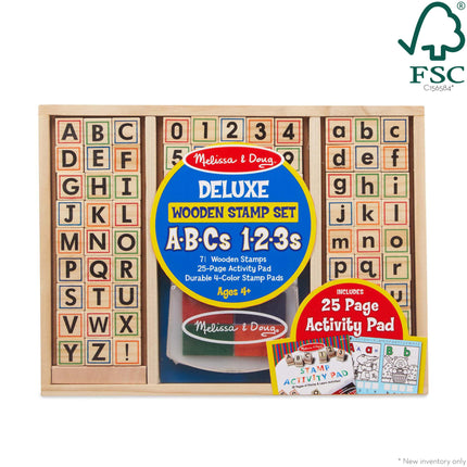 Melissa & Doug Deluxe Wooden Stamp Set - ABCs 123s
