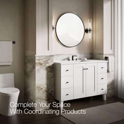 Miroir mural rond de salle de bain Kohler Essential de 32 po L x 32 po H avec cadre en noir mat