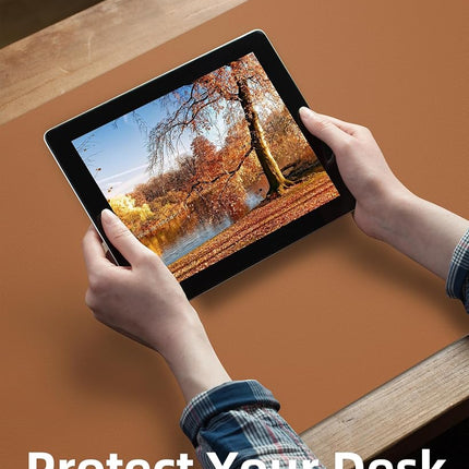Leather Desk Pad Protector,Mouse Pad,Office Desk Mat, Non-Slip PU Leather Desk Blotter,Large Desk mat,Waterproof Keyboard mat for Office/Home/Decor (Light Brown,55" x 17")