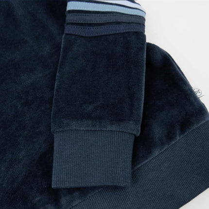 HonestBaby Velour Pullover Hoodie and Zip Front Sweatshirt and Jogger Sweatpants Set Baby, Toddler, Boys, Girls, Unisex, Blue with Stripe, 24 Months, Blue with Stripe, 24 Months