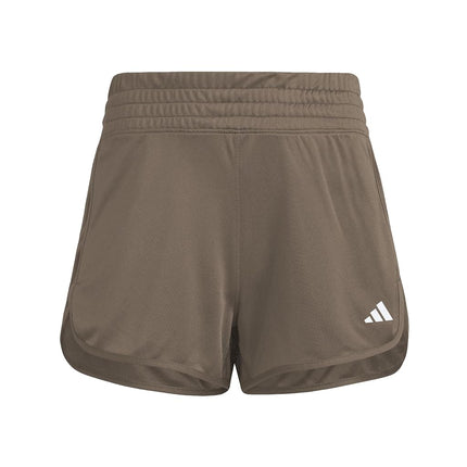 adidas Women's Pacer Essentials Knit High-Rise Shorts, Earth Strata/White, XL 5 inch