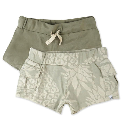 HonestBaby Unisex-Baby 2-Pack Cargo Shorts 100% Organic Cotton for Infant Baby and Toddler, Boys, Girls, Dusty Brown, 5T