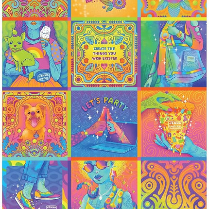 Buffalo Games - Jenna Luecke - Bonjour - Neon Collage - 1000 Piece Jigsaw Puzzle for Adults Challenging Puzzle Perfect for Game Nights - Finished Puzzle Size is 26.75 x 19.75
