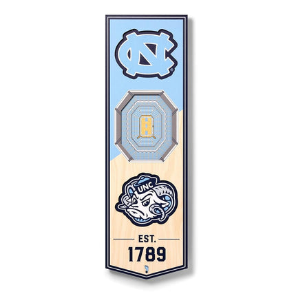 YouTheFan NCAA North Carolina Tar Heels Pancarta 3D de estadio de 6x19 - Dean E. Smith Center