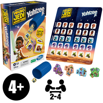 Hasbro Gaming Yahtzee Jr. Star Wars: Edición Young Jedi Adventures, juego de mesa para niños | Edad 4+ | 2-4 jugadores | Juegos de contar y emparejar para preescolares