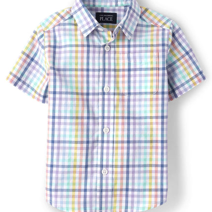 The Children's Place Big Boys' Short Sleeve Button