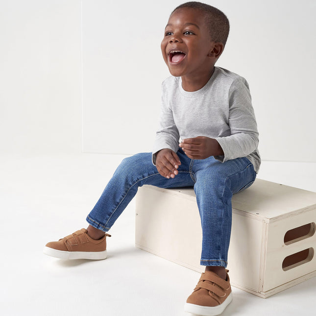 Gerber Bebé Niño Pierna Recta Elástico Jeans de Mezclilla, Azul Niño, 12 Meses
