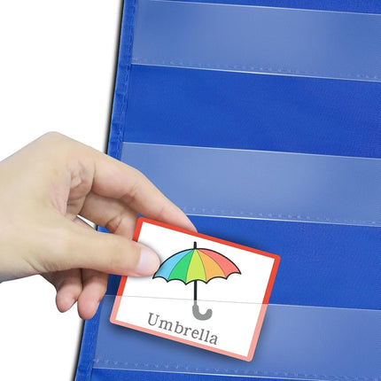 Godery Standard Pocket Chart for Classroom, Sight Words Pocket Chart, Homeschool Teaching Supplies 7 Pocket Chart(Blue)