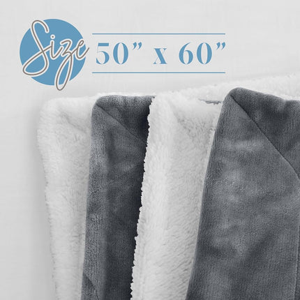 Elegant Comfort Reversible, Solid Sherpa Throw Blanket, All-Season Blanket- Super Soft, Cozy and Plush- Decorative Throw, Perfect for Lounging, 50 x 60 inches, Sherpa Throw Gray