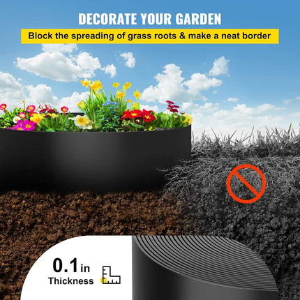 VEVOR Landscape Edging, 25.4cm Depth 18.29m Total Length, Recycled HDPE Coiled Terrace Board, Flexible Bender Border for Landscaping, Lawn, Garden, Yard, Against Invading Weeds, Black