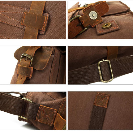 Sechunk Men's Canvas Messenger Bags, coffee, 13.3