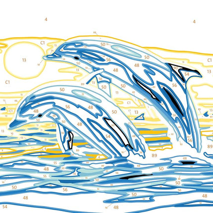 Ravensburger, CreArt, Dolphins Friends, Paint by Numbers, Creative Set for Boys and Girls, 2 Brushes and 1 Frame, Recommended Age 7+