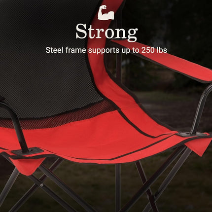 Coleman Broadband Mesh Quad Camp Chair with Carry Bag & Cup Holder, Cooling Mesh Back with Adjustable Arms