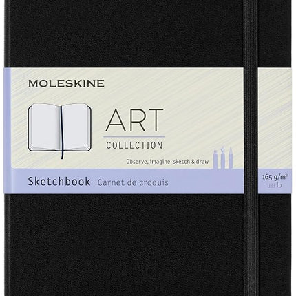 Moleskine 13 x 21 cm Large Art Collection Sketching Kit Notebook Sketching Album with Hard Cover and Elastic Closure, Paper Suitable for Pencils and Crayons, Black, 104 Pages
