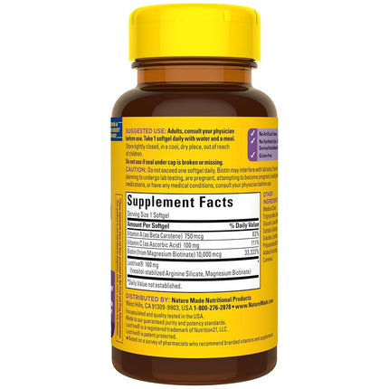 Nature Made Hair Growth Softgels, Clinically Studied Lustriva + Biotin, Vitamin C & A, Hair Growth Vitamins - Support Healthy Hair as You Age, 30 Softgels, 30 Day Supply