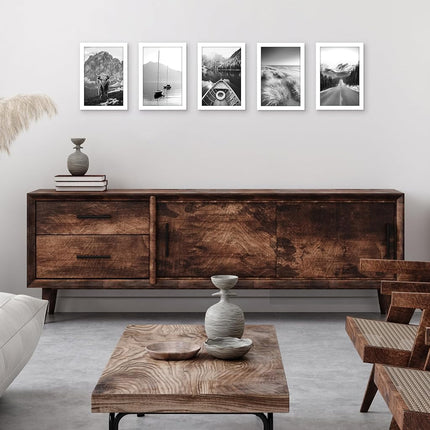 Americanflat 8x12 Picture Frame Set of 5 in White - Picture Frames Collage Wall Decor with Plexiglass Cover and Hanging Hardware - Gallery Wall Frame Set for Horizontal or Vertical Display