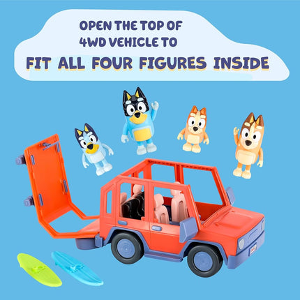 Bluey Heeler 4WD Family Toddler Toy Car, Pretend Play Toys, 4 Figures