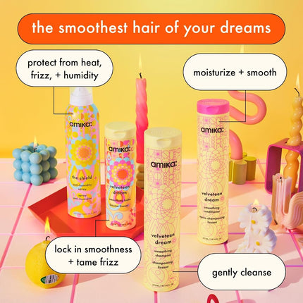 Amika Velveteen Dream Smoothing Balm – Bálsamo Capilar Antiencrespamiento para Control de la Humedad – Crema Suavizante para el Cabello con Espino Amarillo – 200ml