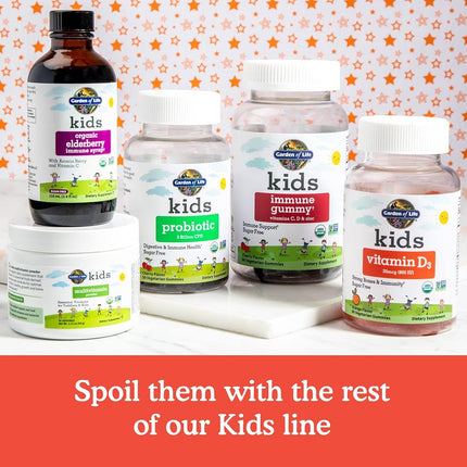 Garden of Life Kids Immune Gummy, Cherry Flavor - Vitamin C, D & Zinc Gummies for Immune Support - Sugar Free, Organic & Non-gmo Immunity Gummy Vitamins for Children, 60 Vegetarian Gummies