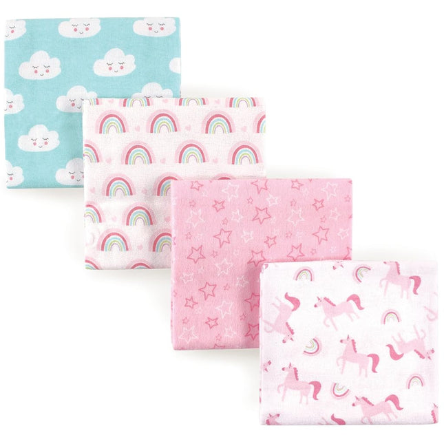 Luvable Friends 4 Piece Flannel Receiving Blanket,