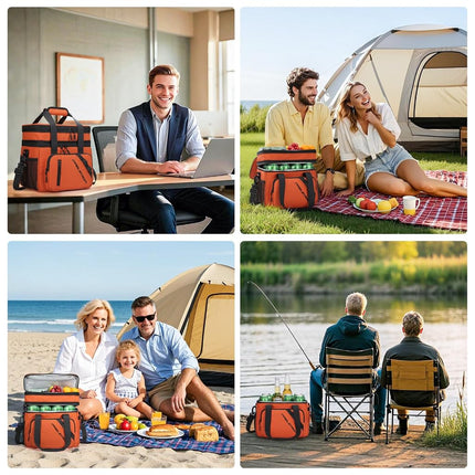 Maelstrom Lunch Box, Sac Repas Isotherme 20 L pour Hommes et Femmes, Sac Glacière Double Compartiment Extensible et Étanche avec 6 Poches, Sac à Déjeuner Réutilisable pour le Travail, Pique-nique, Voyage, Orange