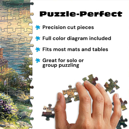 Ceaco - Silver Select - Thomas Kinkade - New England Harbor - 2000 Piece Jigsaw Puzzle for Adults - Challenging Puzzle Perfect for Game Nights - Finished Size is 38.50 x 26.50