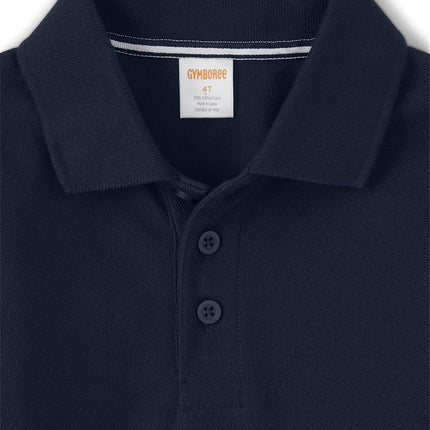 Gymboree Boys and Toddler Short Sleeve Polo Shirt, Navy Slate, 6