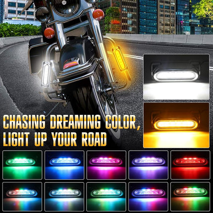 OPL5 Motorcycle Highway Bar Lights Switchback Driving Crash Bar LED Turn Signal Lights for 1-1/4 Inch Touring Bikes (Silver)
