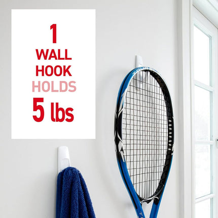 Command Large Utility Hooks, Damage Free Hanging Wall Hooks with Adhesive Strips, No Tools Wall Hooks for Hanging Back to School Dorm Organizers, 7 White Hooks and 12 Command Strips