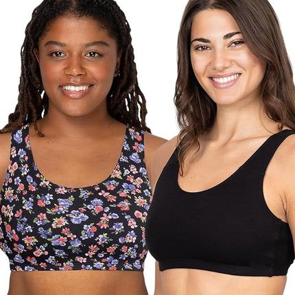 Fruit of the Loom Women's Built Up Tank Style Sports Bra Value Pack, 100 inches, Midnight Meadow/Lilas/Grey Heather/Black Hue, 42 (Pack of 4)