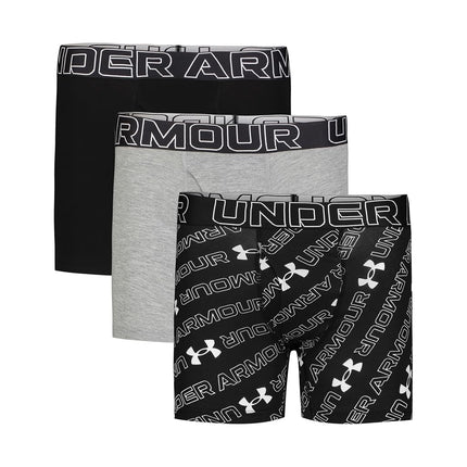 Under Armour Boys' Big Performance Boxer Briefs, Lightweight & Smooth Stretch Fit, 3-Pack Performance Cotton-Wordmark, X-Large