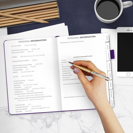 Clever Fox End of Life Planner – Guided Final Arrangements Organizer Notebook for Instructions, Beneficiary Info, Will Preparation, Last Wishes & Funeral Planning – Hardcover, A5 Size (Purple)
