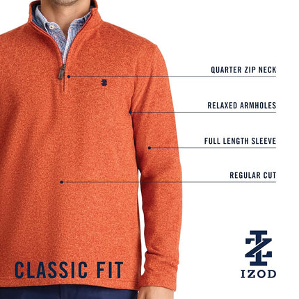 Izod Men's Thermosoft Quarter Zip Sweater Fleece Pullover, Velvet Maroon Red, XX-Large