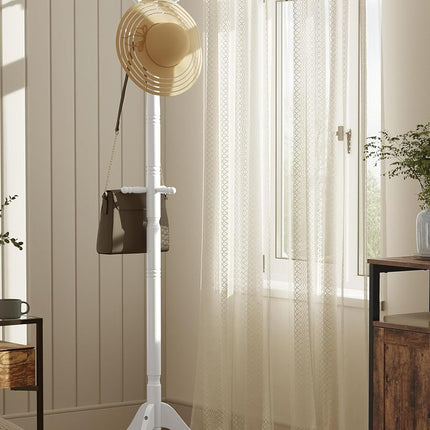 VASAGLE Solid Wood Coat Rack/Stand, Free Standing Hall Coat Tree with 10 Hooks for Hats, Bags, Purses, for Entryway, Hallway, Rubberwood, Cloud White URCR03WT