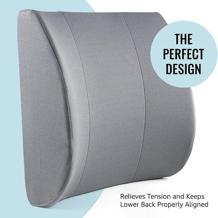 Duro-Med Contour Foam Lumbar Back Support Cushion Pillow with Strap, Gray