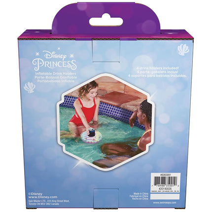 Swimways Disney Princess Floating Drink Holders, Inflatable Pool Cup Holders & Pool Party Supplies, Little Mermaid Toys for Kids Aged 5 & Up, 4-Pack