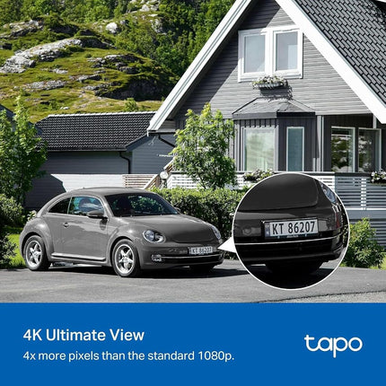 Tapo 4K Solar-Powered Outdoor Camera Wireless, 360° View, No Monthly Fee, Person/Vehicle Detection, 24/7 Time-Lapse Capture, Starlight Color Night Vision, SD/Cloud Storage, Works w/Alexa & Google Home
