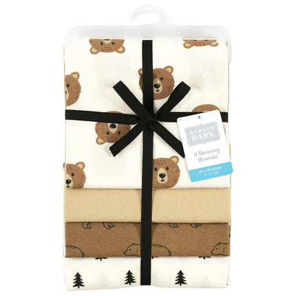 Hudson Baby Couvertures en flanelle de coton unisexe pour bébé, Ours brun, Taille unique