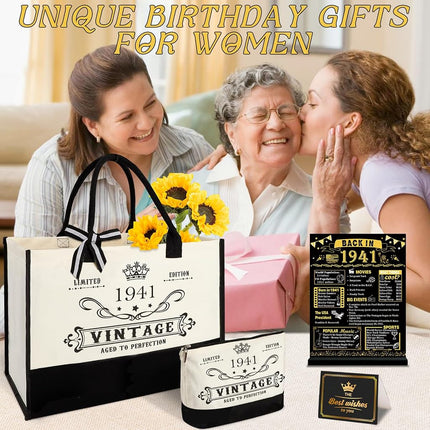 85th Birthday Gift for Women-Vintage 1941 Canvas Tote Bag,Makeup Bag,Poster