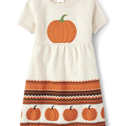 Gymboree Girls' and Toddler Short Sleeve Sweater Dresses, Pumpkin, 12