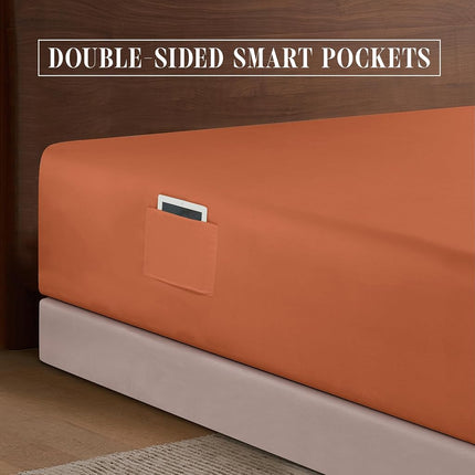 Elegant Comfort 1500 Premium Hotel Quality 18-24 Inches Deep - Extra Deep Pocket Single Fitted Sheet for High Mattress, Luxury and Softest, Smart Pocket - Wrinkle Free, California King, Coral