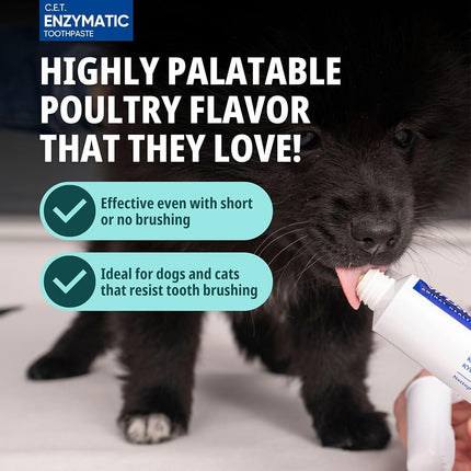 Virbac C.E.T. Oral Hygiene Kit for Cats and Dogs | 3 Piece Set with Dual Ended Toothbrush, Fingerbrush, and Poultry Flavor 2.5 oz Tube of Toothpaste | Remove Plaque & Tartar Buildup