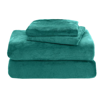 Elegant Comfort Luxuriously Soft 4-Piece Velvet Plush Flannel Sheet Set - Premium Quality - Cozy Warm, Anti-Static, Non Pilling Fuzzy Velvet Flannel Fleece Deep Pocket Sheet Set - Twin XL, Turquoise