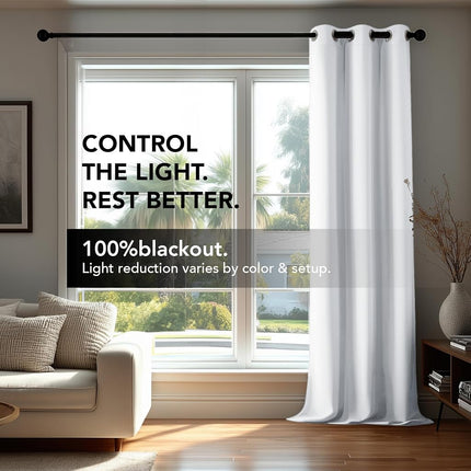 Deconovo Blackout Room Darkening Thermal Insulated Curtains, Energy Efficient & Noise Reducing Grommet Window Drapes for Bedroom, Living Room, Nuresrey, Kids Room, 42x90 Inch, 2 Panels, White