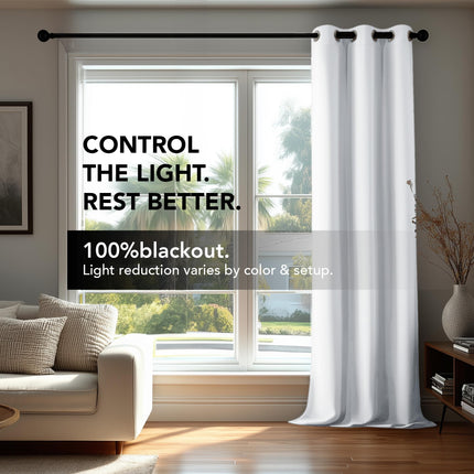 Deconovo Blackout Room Darkening Thermal Insulated Curtains, Energy Efficient & Noise Reducing Grommet Window Drapes for Bedroom, Living Room, Nuresrey, Kids Room, 42x95 Inch, 2 Panels, White