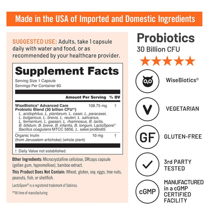 NatureWise Max Probiotics for Men & Women | Time-Release Caplets Comparable to 450 Billion CFU with 30 Strains, WiseBiotics Technology, Shelf Stable, & Acid Resistant [1 Month Supply - 40 Caplets]